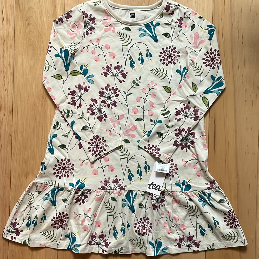 Tea Collection Long Sleeve Ruffle Hem Dress